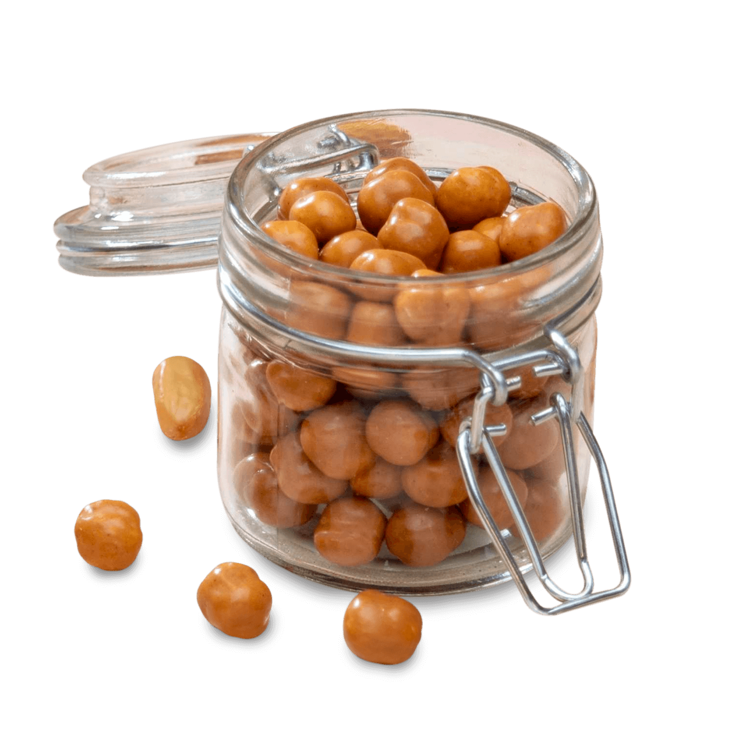 Delicious protein puffs in a glass jar, perfect for a healthy snack or crunchy treat.